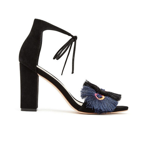 Loeffler Randall Virginia Ankle Tie Sandals black suede like new