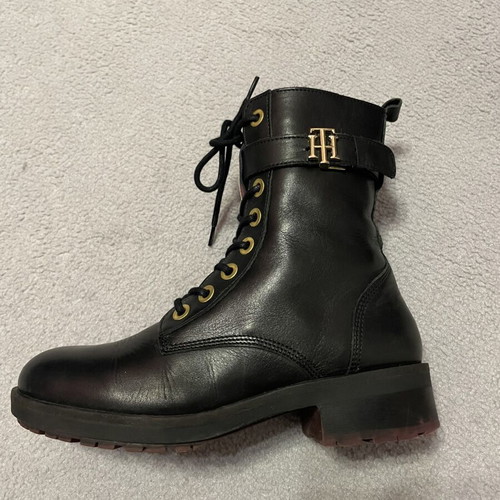 Tommy Hilfiger biker boots with gold details, size 38, black