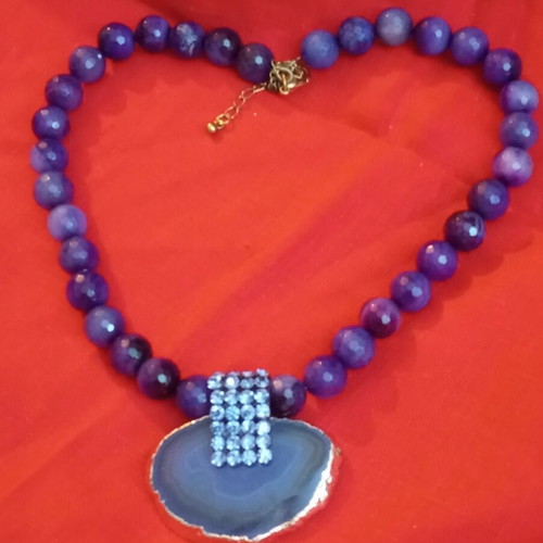Necklace with semiprecious stones handmade vintage 90s amethyst beads