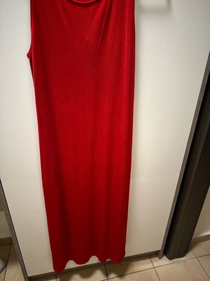 new price! red ribbed dress long straight line. mango medium