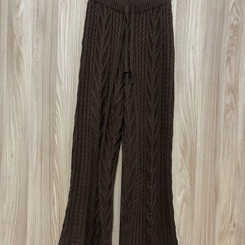Knitted high-waisted pants like new, brown