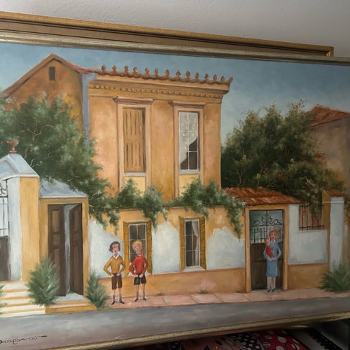 Πίνακας ζωγραφικής απομίμηση κάλαντα της Μαρίας Πωπ σαν καινούργιος με κορνίζα