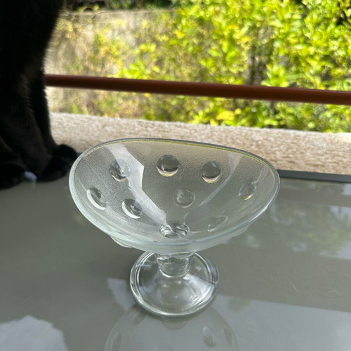 Vintage Italian Frosted Glass Bowl 80s New