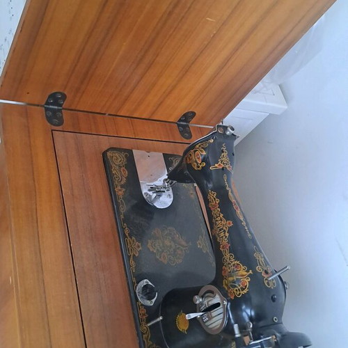 Pavlin and Singer Hand Sewing Machine used with cabinet