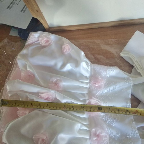 Baptism or formal dress white with pink flowers and removable jacket new