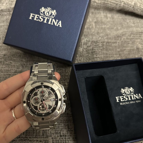 Festina Chronograph F16351 watch like new, stainless steel, 10 ATM