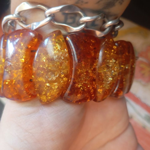 Vintage statement bracelet made of synthetic resin, used