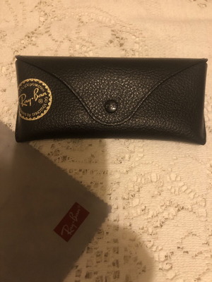 Ray Ban black semi-hard leather glasses case with cleaning cloth like new