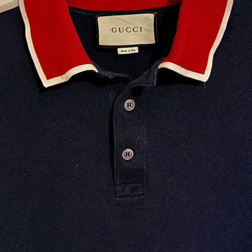 Gucci Pique Polo Stripe Logo T-shirt like new, blue, size M