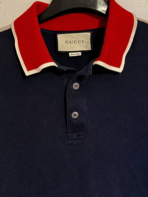 Gucci Pique Polo Stripe Logo T-shirt like new, blue, size M