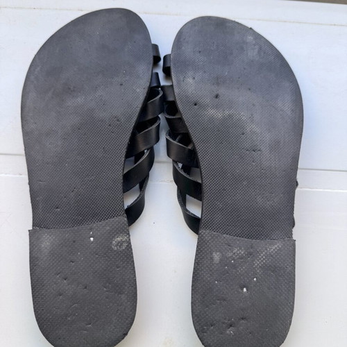 Black leather sandals size 39 used