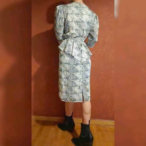 Vintage animal print dress used, satin fabric, 80s, Canda