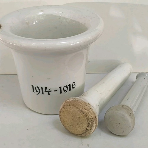 Porcelain pharmaceutical mortar from World War I used