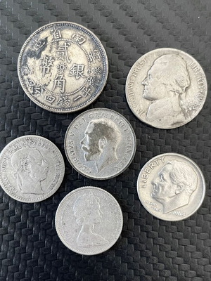 Silver coins used from various countries and years