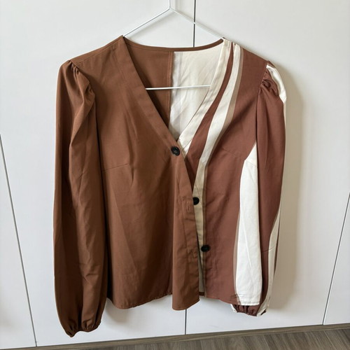 Shein shirt like new, brown and white office blouse size S