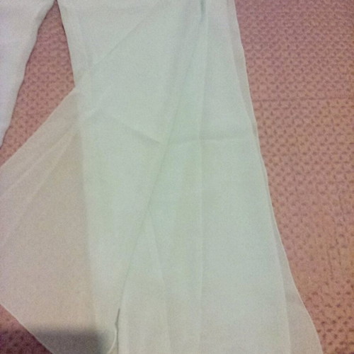 Wide-leg pants used turquoise with double fabric and side slit