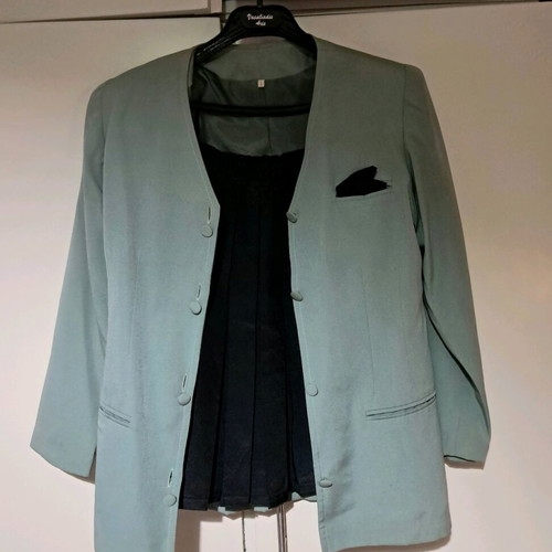 Women's suit set jacket and skirt new, vintage, black and green