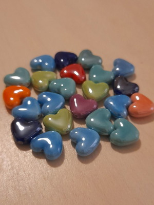 Ceramic heart beads pack of 23 new