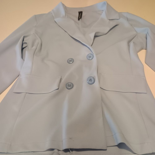 Women's fabric style blazer and pants set like new, blue