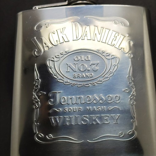 Jack Daniel's 2013 stainless steel flask used, 6 oz / 177 ml