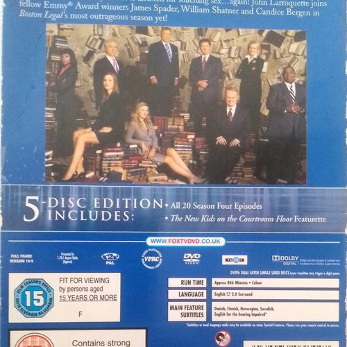 Boston Legal season 4 DVD used, 5 discs with English subtitles