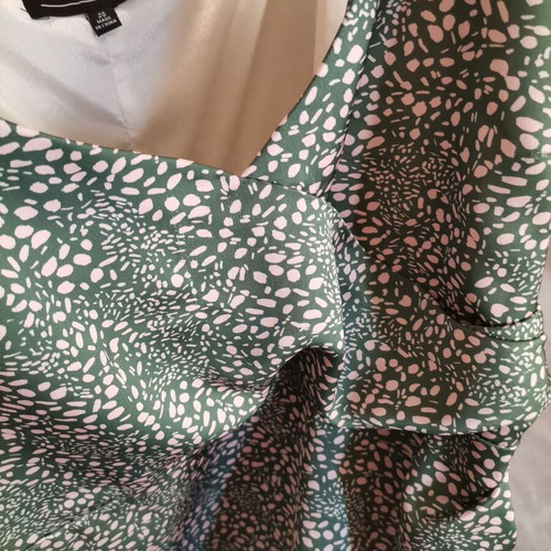 Dress like new in olive color, empire cut and crossover style
