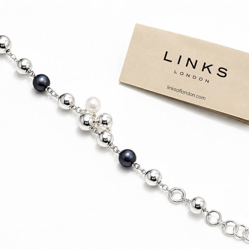 Links London Silver Bracelet 925 with Pearls and Hematite like new