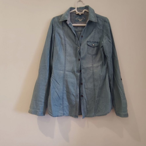 Denim shirt turquoise, like new, slim fit, summer fabric