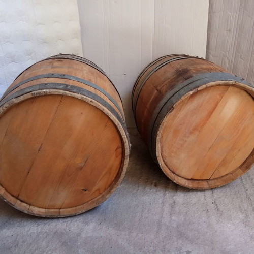 Wooden wine barrels used, 55 liters and 42 liters