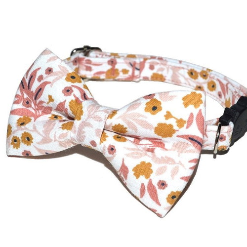 Breakaway cat collar pink floral handmade with removable bow new