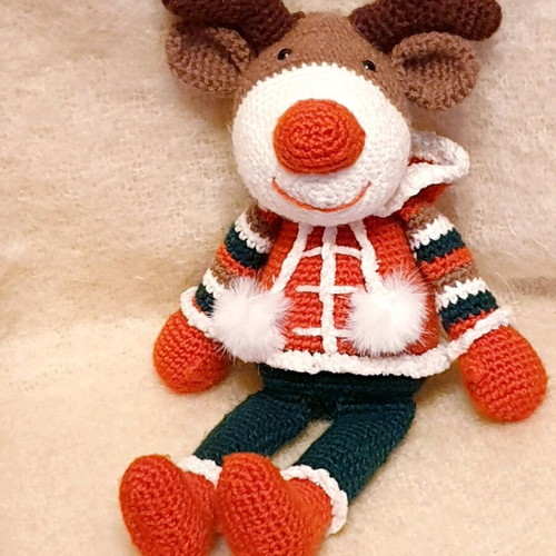 Amigurumi Reindeer Doll Handcrafted Knitted New