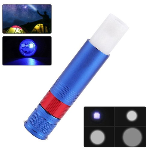 Small aluminum flashlight blue with red stripe new 95cm