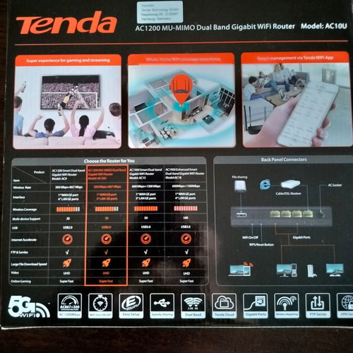 Tenda AC10U WiFi Router MU MIMO Dual Band Gigabit like new