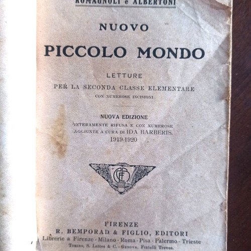 Nuovo Piccolo Mondo textbook used, Italian, 1919-20 edition