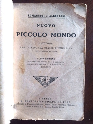 Βιβλίο Nuovo Piccolo Mondo μεταχειρισμένο, ιταλικά, έκδοση 1919-20