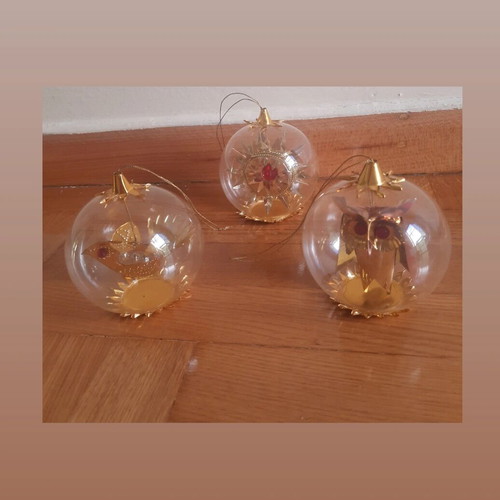 Vintage German Christmas ornaments set of 3, like new, hard plastic