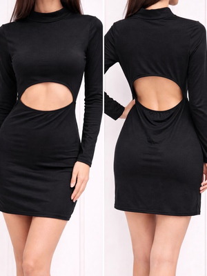 Black fitted dress with front and back cut-out, new
