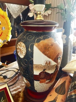 Satsuma Japanese ceramic vase with multicolour enamel and gilded moriage