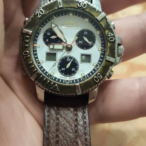 Camel wristwatch used with leather strap