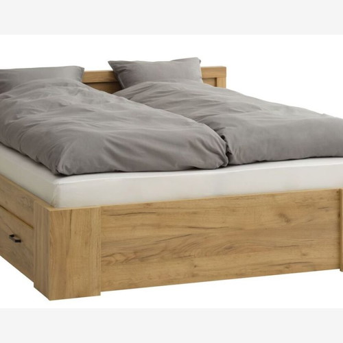 JYSK bedroom set with double bed and three-door wardrobe