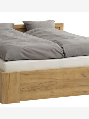 JYSK bedroom set with double bed and three-door wardrobe