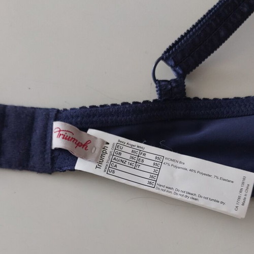 Triumph Sexy Angel WHU Push-Up Bra Dark Blue 80C New with Tags