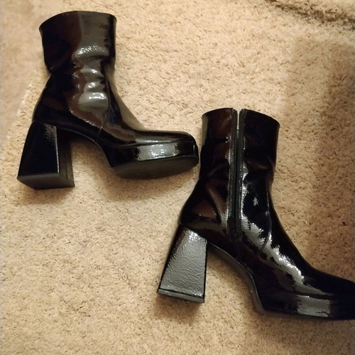 Carad patent leather ankle boots used, size 39, black, 9.5 cm heel