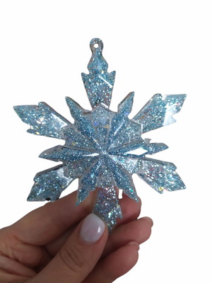 Christmas ornament snowflake made of liquid glass new