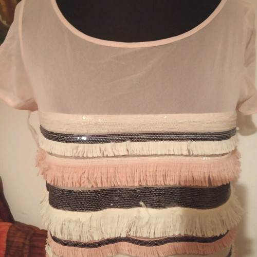 Dress with fringes and sequins used, size M, multicolor