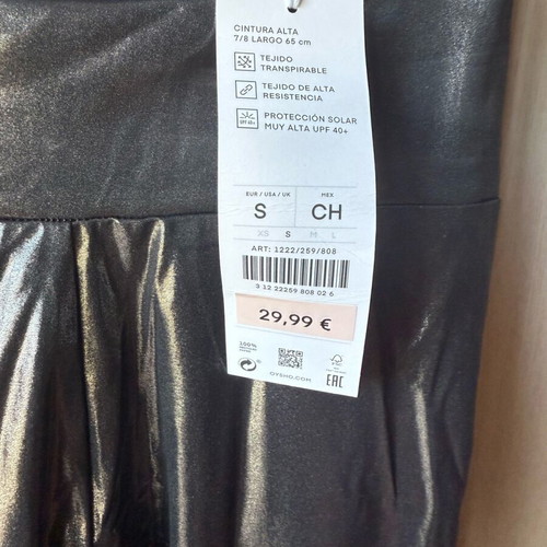 OYSHO Metallic Leggings New, Size S, Black/Silver
