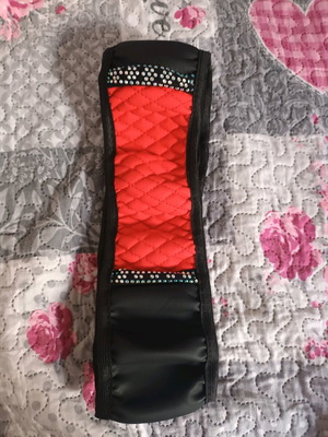 Car steering wheel cover new, red-black with rhinestones 14.5-15 inches
