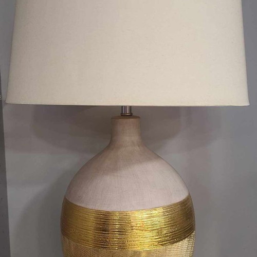 Porcelain table lamp with gold details large, height 62.5 cm
