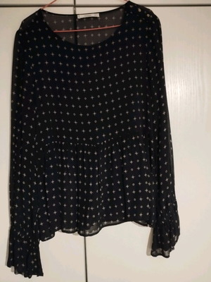 Mango blouse blue like new, transparent with pattern