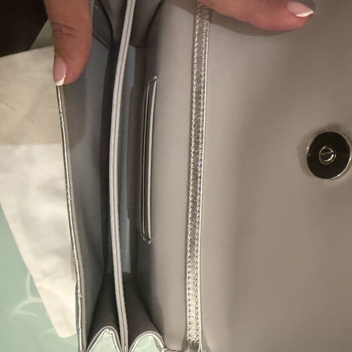 Dior My Dior Mini Bag, iridescent metallic silver cannage lambskin